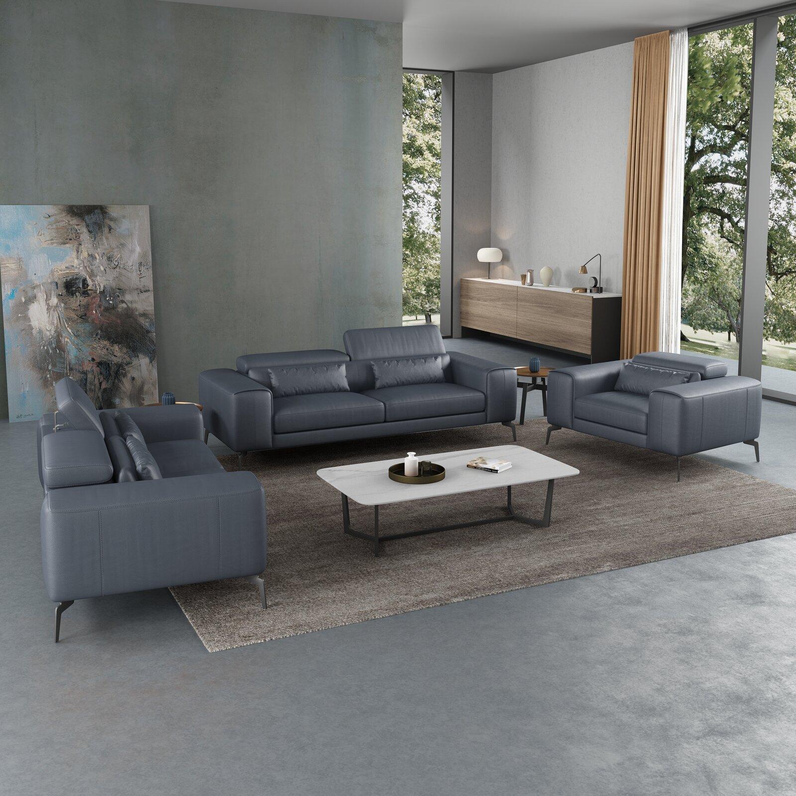 

    
 Photo  Smokey Gray Italian Leather CAVOUR Sofa Set 3Pcs EUROPEAN FURNITURE Contemporary
