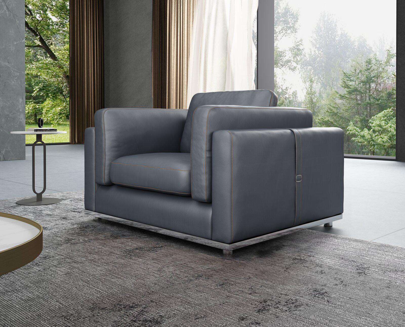 Contemporary, Modern Arm Chair PICASSO EF-25550-C in Smoke, Gray Leather