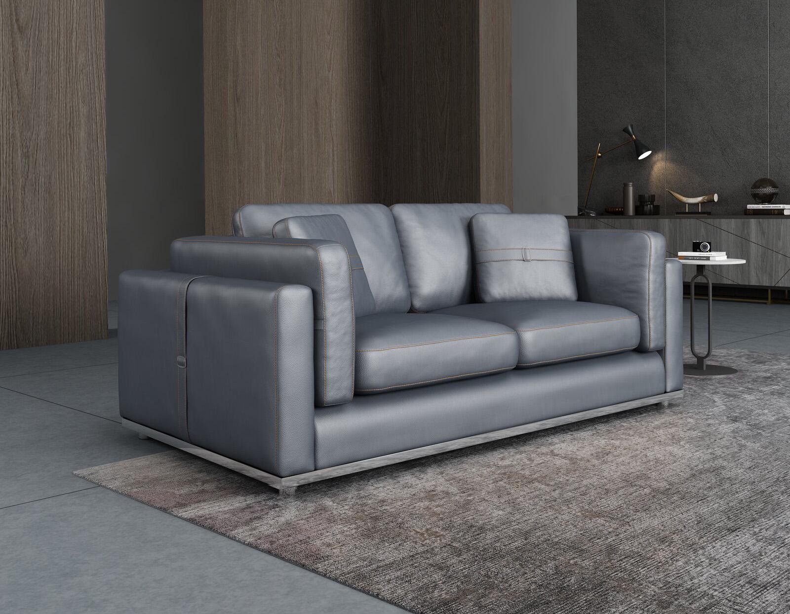 Contemporary, Modern Loveseat PICASSO EF-25550-L in Smoke, Gray Leather