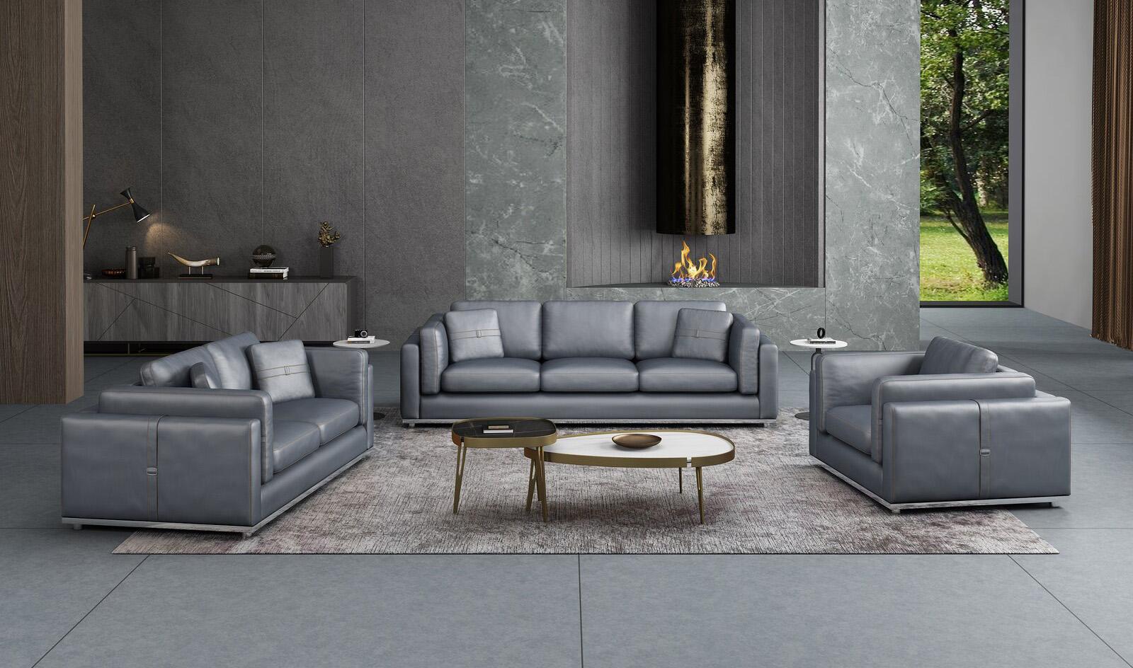 

    
 Order  Smokey Gray  Italian Leather Sofa Set 2Pcs Contemporary PICASSO EUROPEAN FURNITURE

