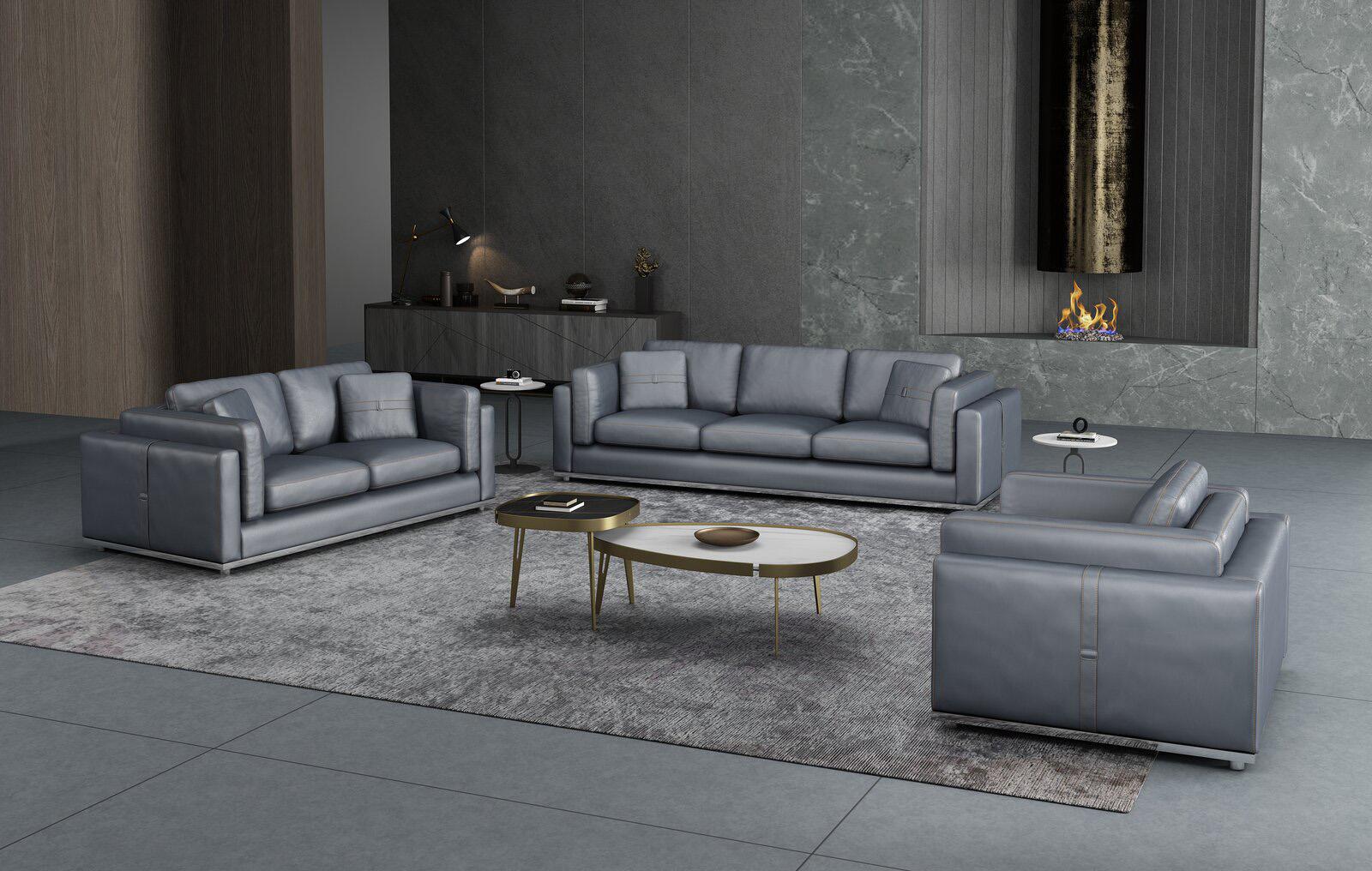 

    
 Shop  Smokey Gray  Italian Leather Sofa Set 2Pcs Contemporary PICASSO EUROPEAN FURNITURE
