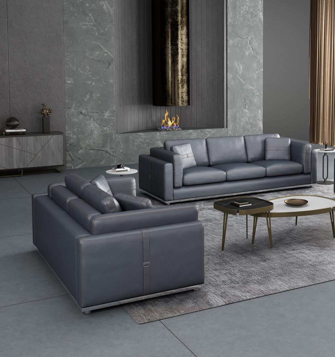 

    
Smokey Gray  Italian Leather Sofa Set 2Pcs Contemporary PICASSO EUROPEAN FURNITURE
