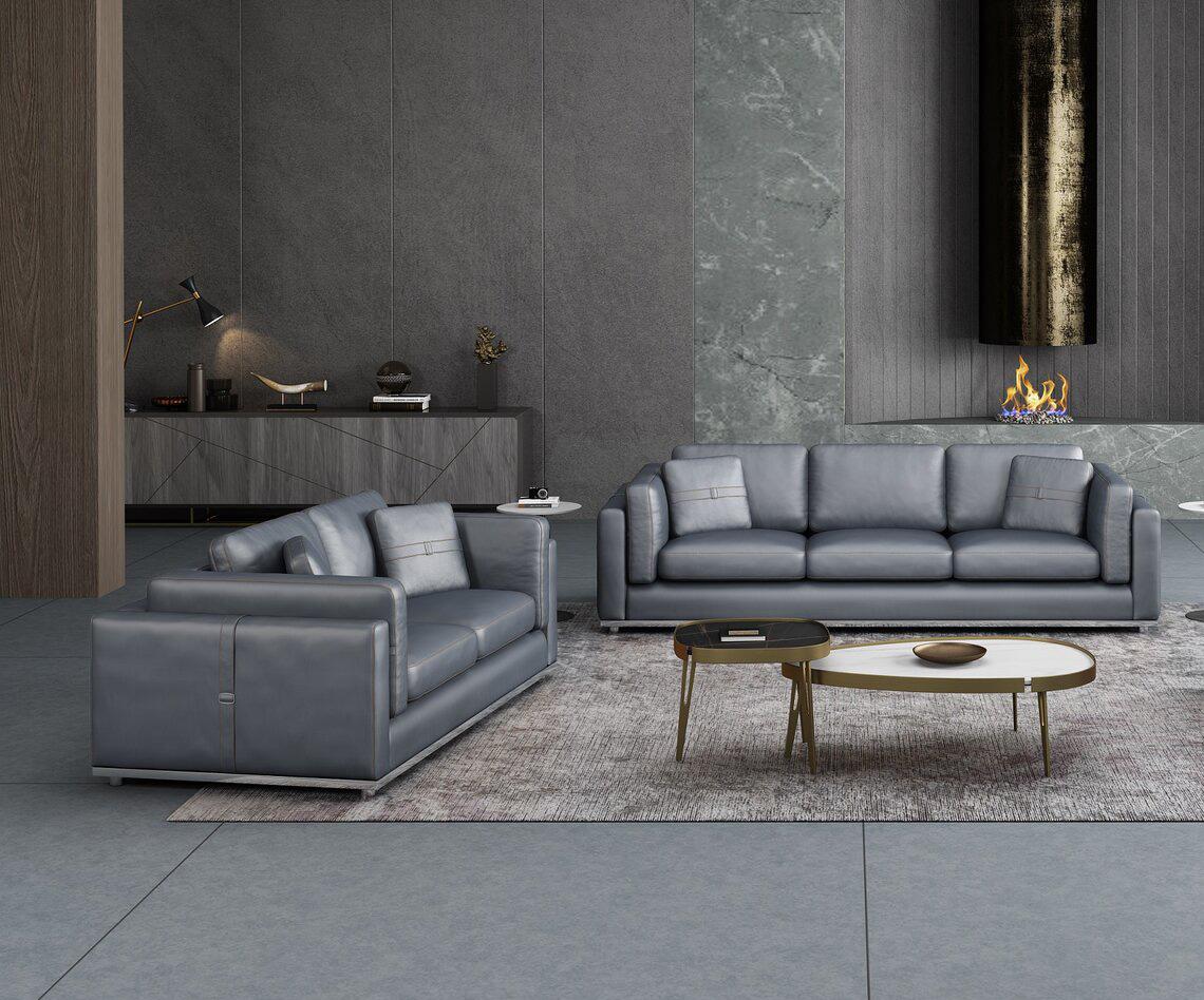 

    
Smokey Gray  Italian Leather Sofa Set 2Pcs Contemporary PICASSO EUROPEAN FURNITURE
