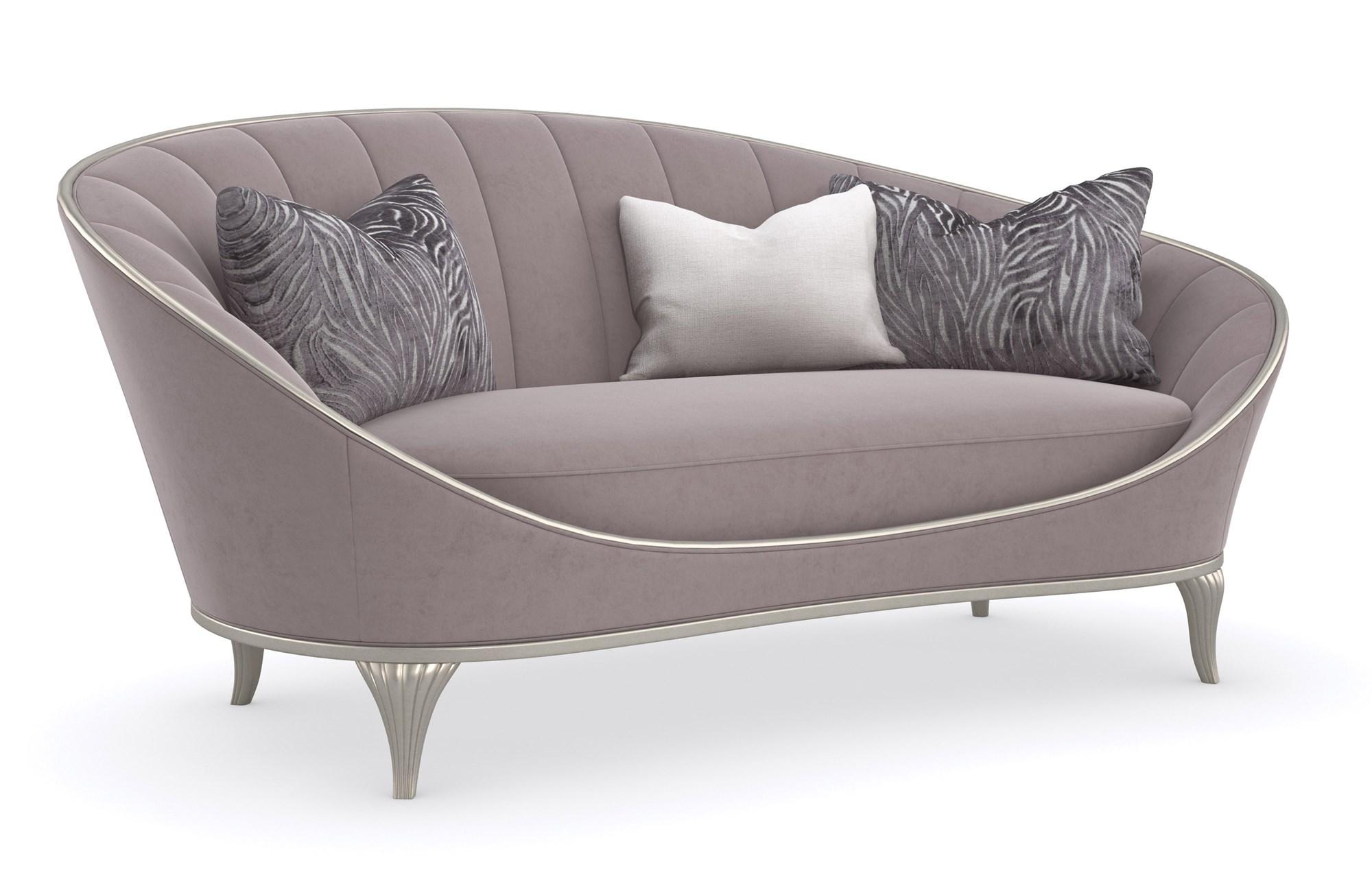 Traditional Loveseat LILLIAN C090-020-071-A in Silver, Lavender Fabric
