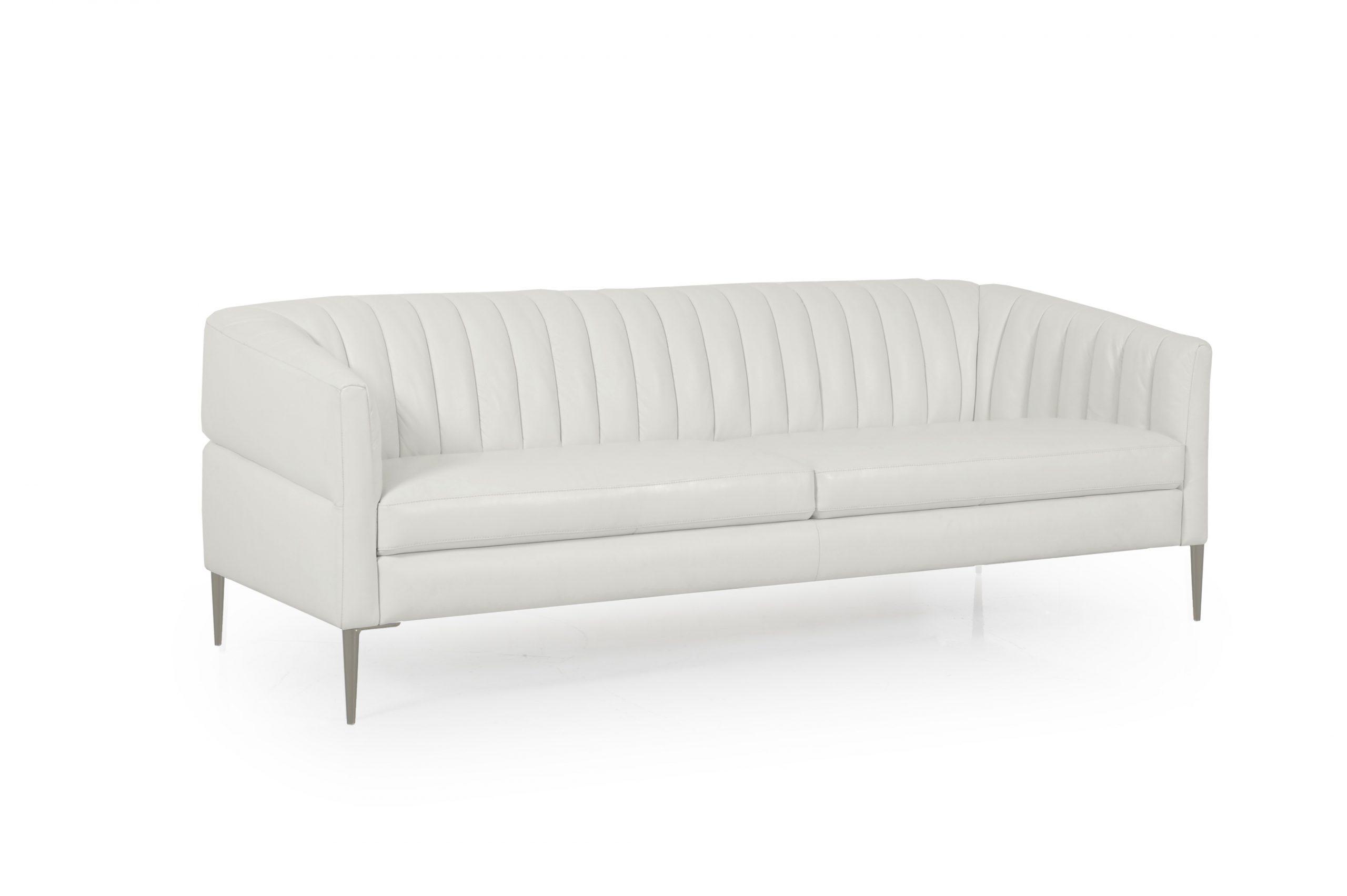 Contemporary, Modern Sofa 441 - Pearl 44103BS1296 in Pearl White Top grain leather