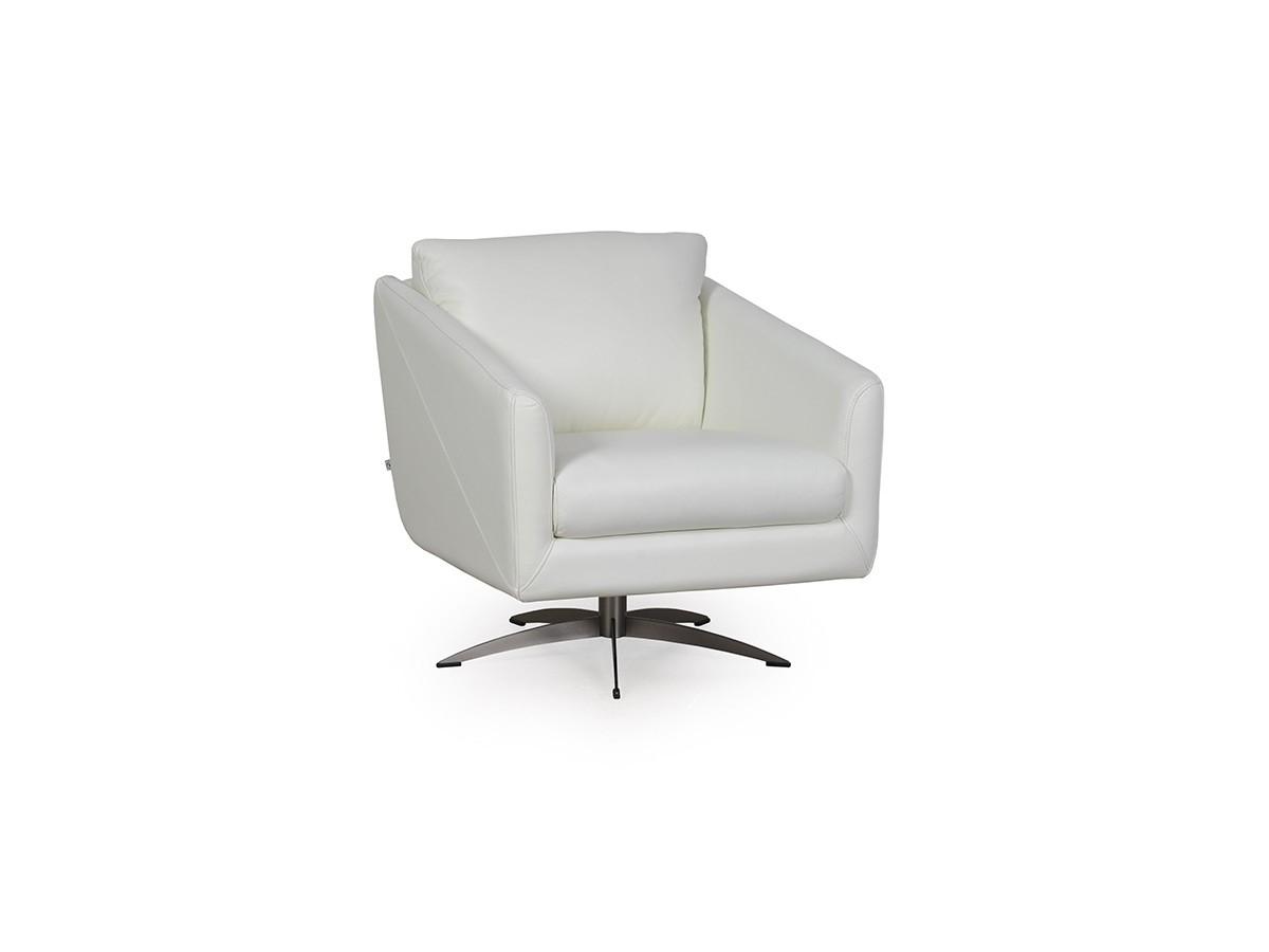 Contemporary, Modern Swivel Chair 530 - Jayden 53006B1296 in White Top grain leather