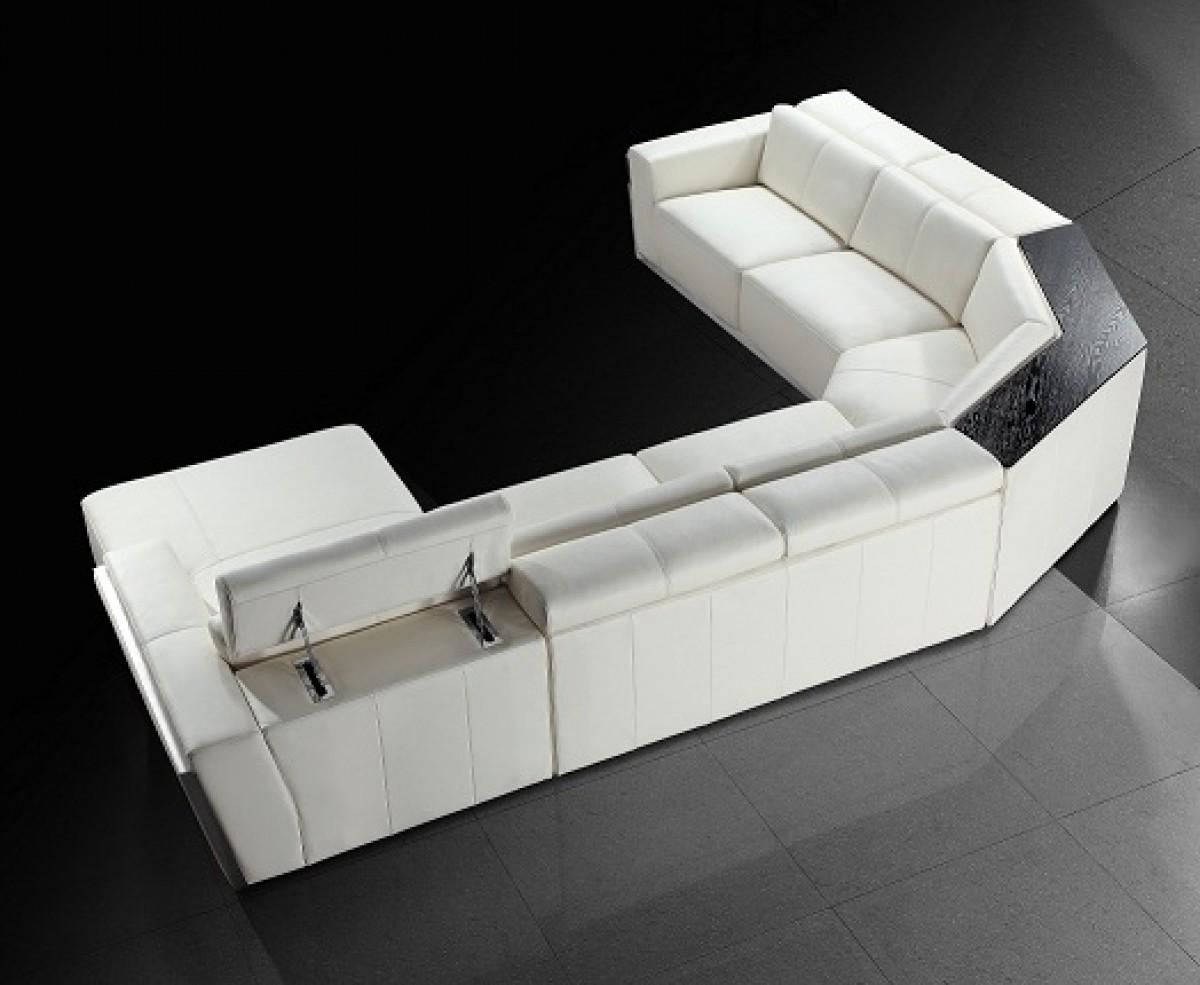 

    
Soflex Austin Ultra Modern White Genuine Leather Sectional Sofa Right Chaise
