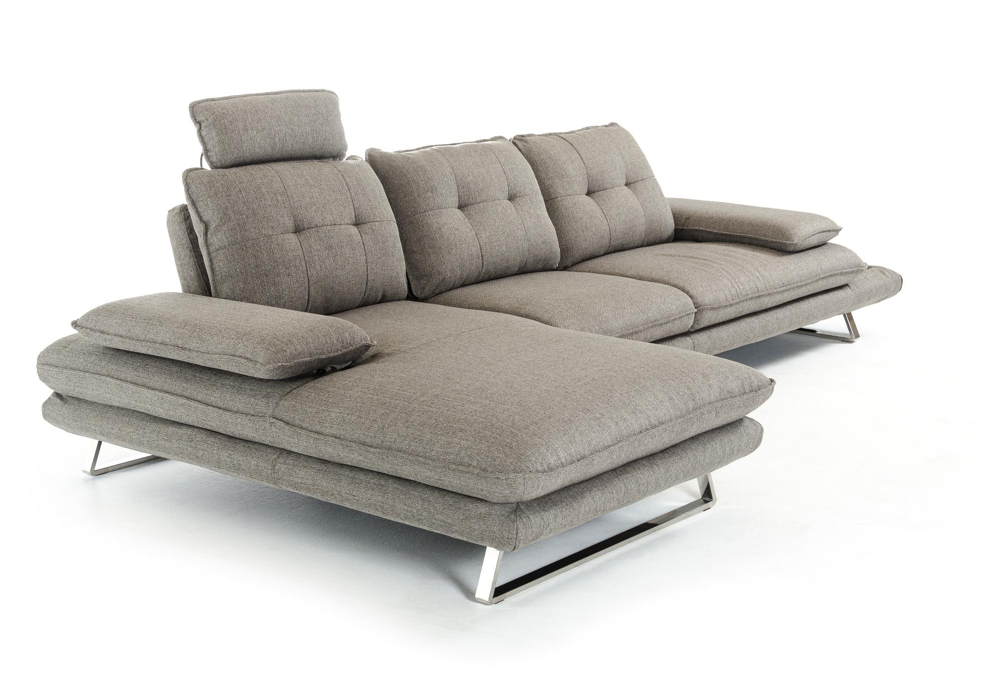 

    
Contemporary Grey Fabric Tufted Sectional Sofa Left Facing Chaise Soflex Buffalo
