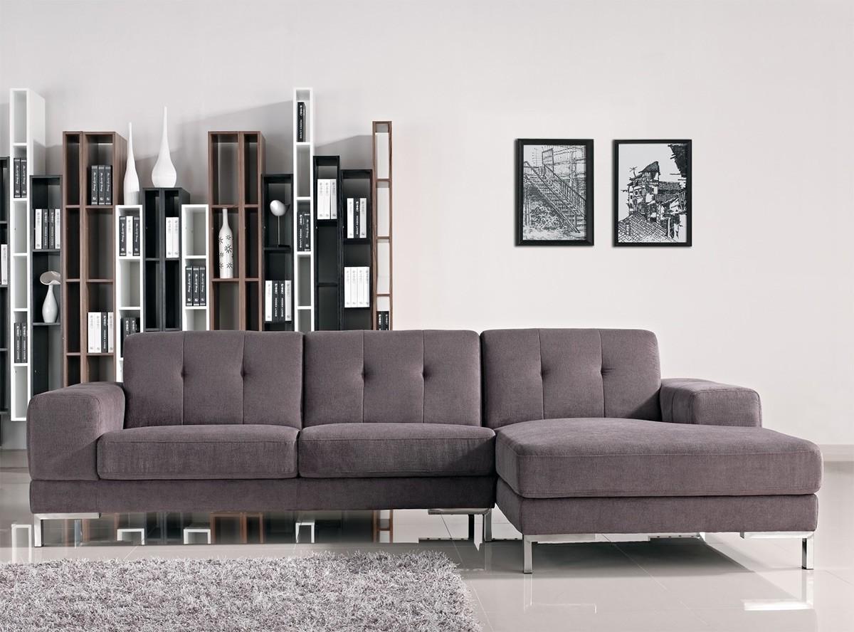 Contemporary, Modern Sectional Sofa Charlotte Soflex-Charlotte-Sectional-RHC in Gray Fabric