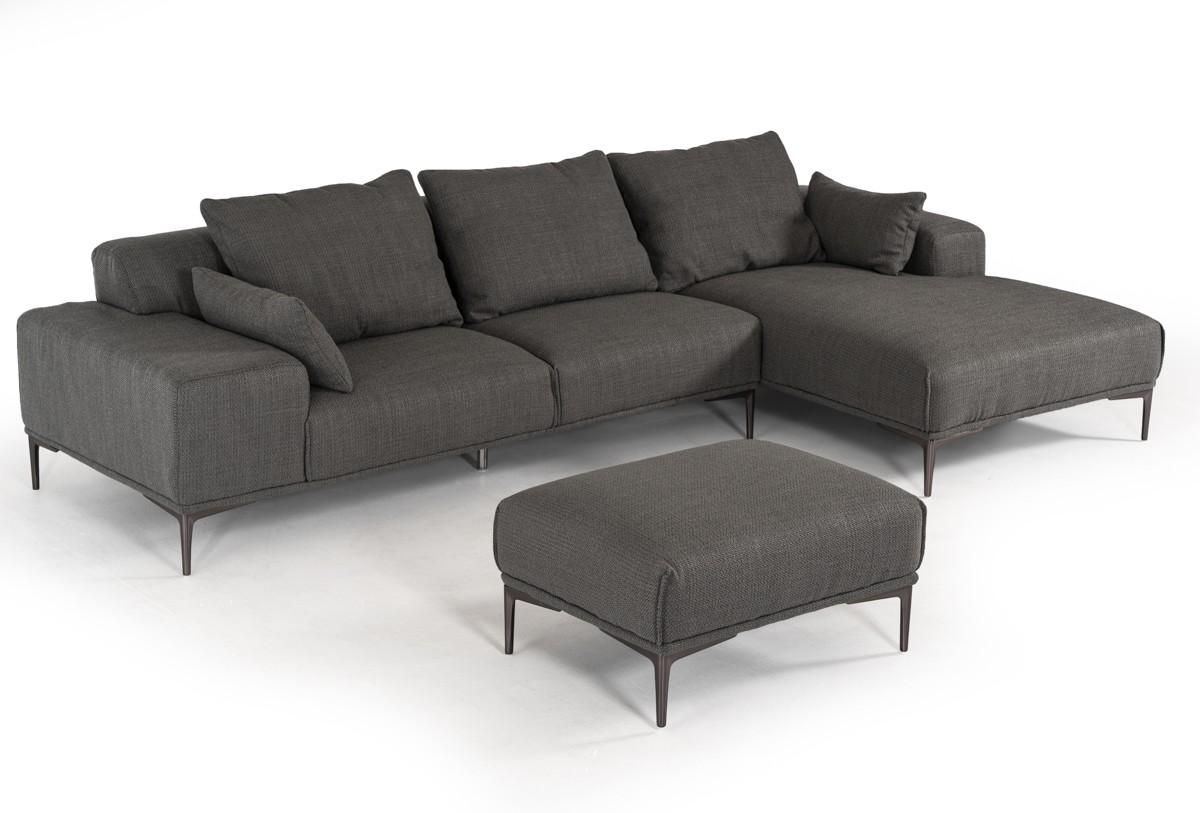 

    
Dark Grey Fabric Sectional Sofa w/ Ottoman Right Hand Chaise Soflex Cincinnati
