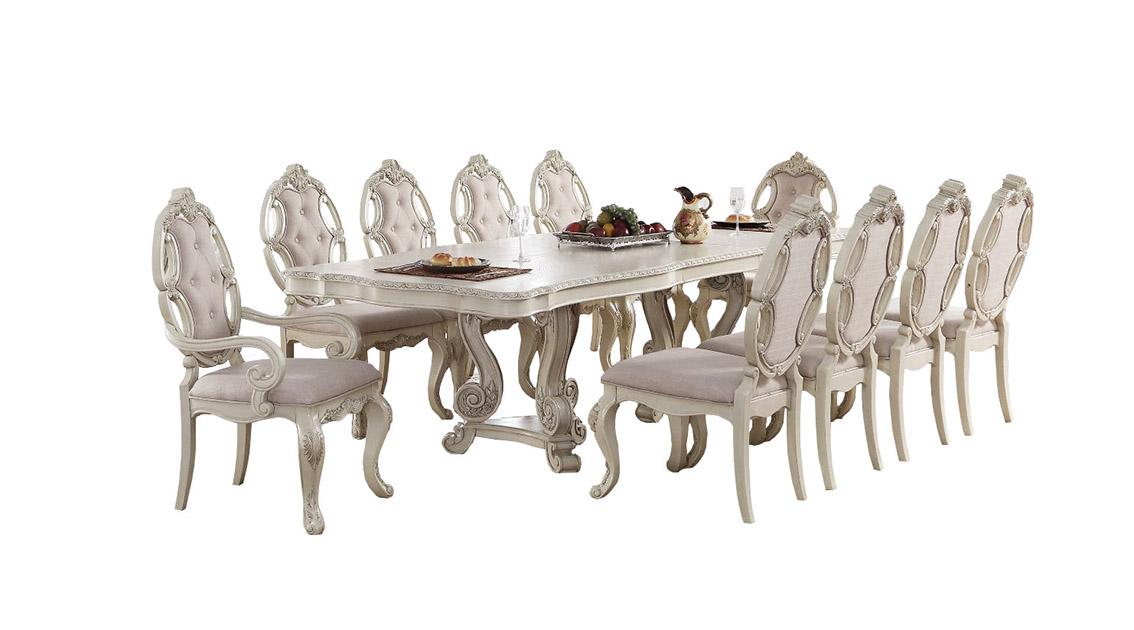 

    
Soflex Classic Riviera Antique White Rectangular Dining Table Set 11Pcs Traditional
