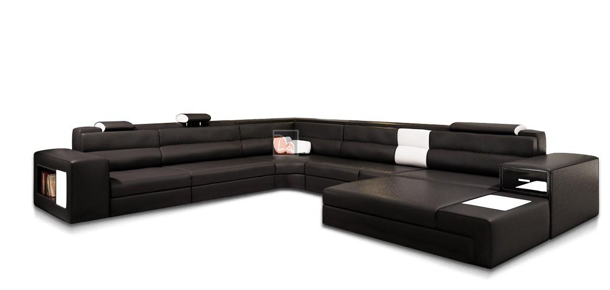 

    
Contemporary Black Faux Leather Corner Sectional Sofa Right Chaise Soflex Dallas
