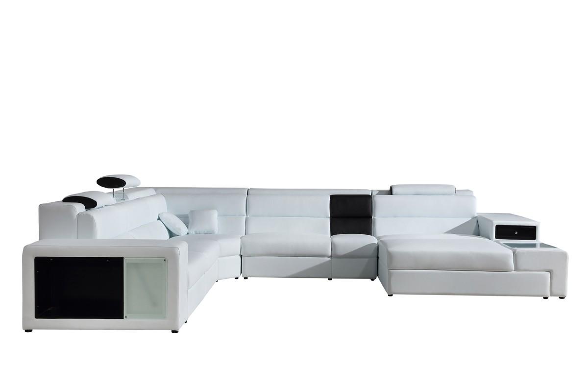 Contemporary Sectional Sofa Dallas Soflex-Dallas-Sectional-RHC in White Bonded Leather