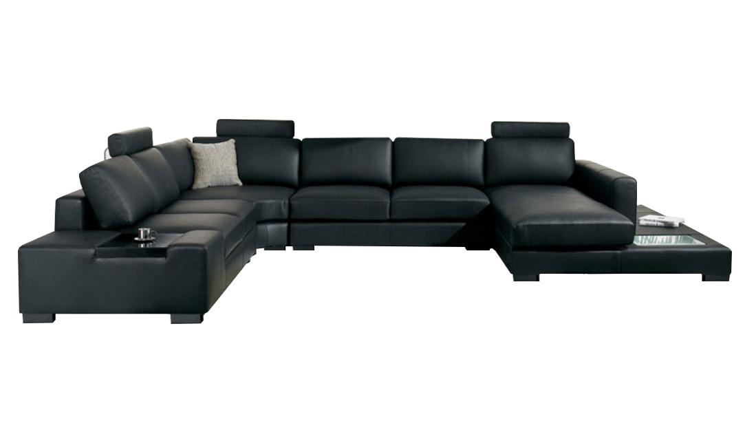 Contemporary, Modern Sectional Sofa Houston Soflex-Houston-Sectional-RHC in Black Bonded Leather