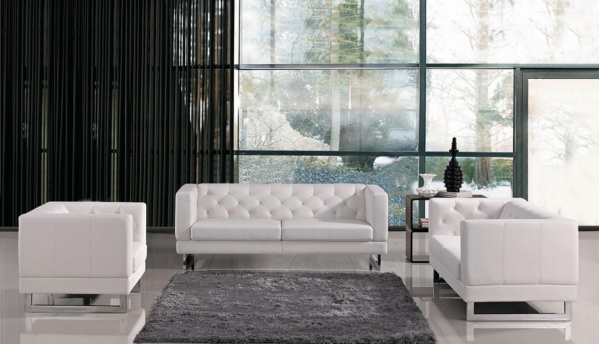 Contemporary, Modern Sofa Set Indianapolis Soflex-Indianapolis-Sofa-Set-3 in White Eco-Leather