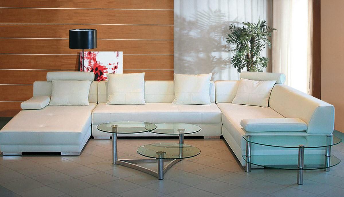 Contemporary Sectional Sofa Kansas Soflex-Kansas-Sectional-LHC in White Bonded Leather
