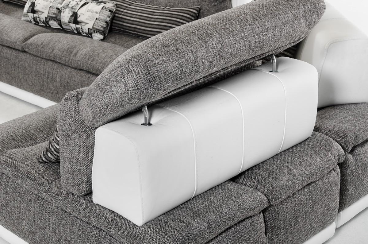 

    
 Order  Modern Italian White Leather Grey Fabric Sectional Sofa Left Soflex Lexington
