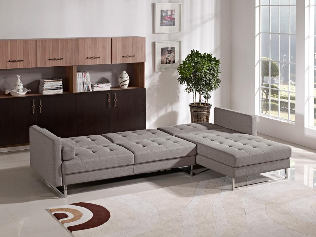 

    
Soflex Madison Modern Brown Fabric Tufted Sectional Sofa Bed  Right Facing Chaise
