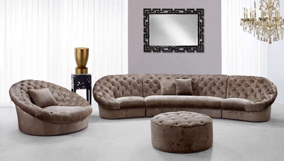 

    
Soflex Miami Mini Luxurious Ultra Modern Beige Crystal Tufted Fabric Sofa Set
