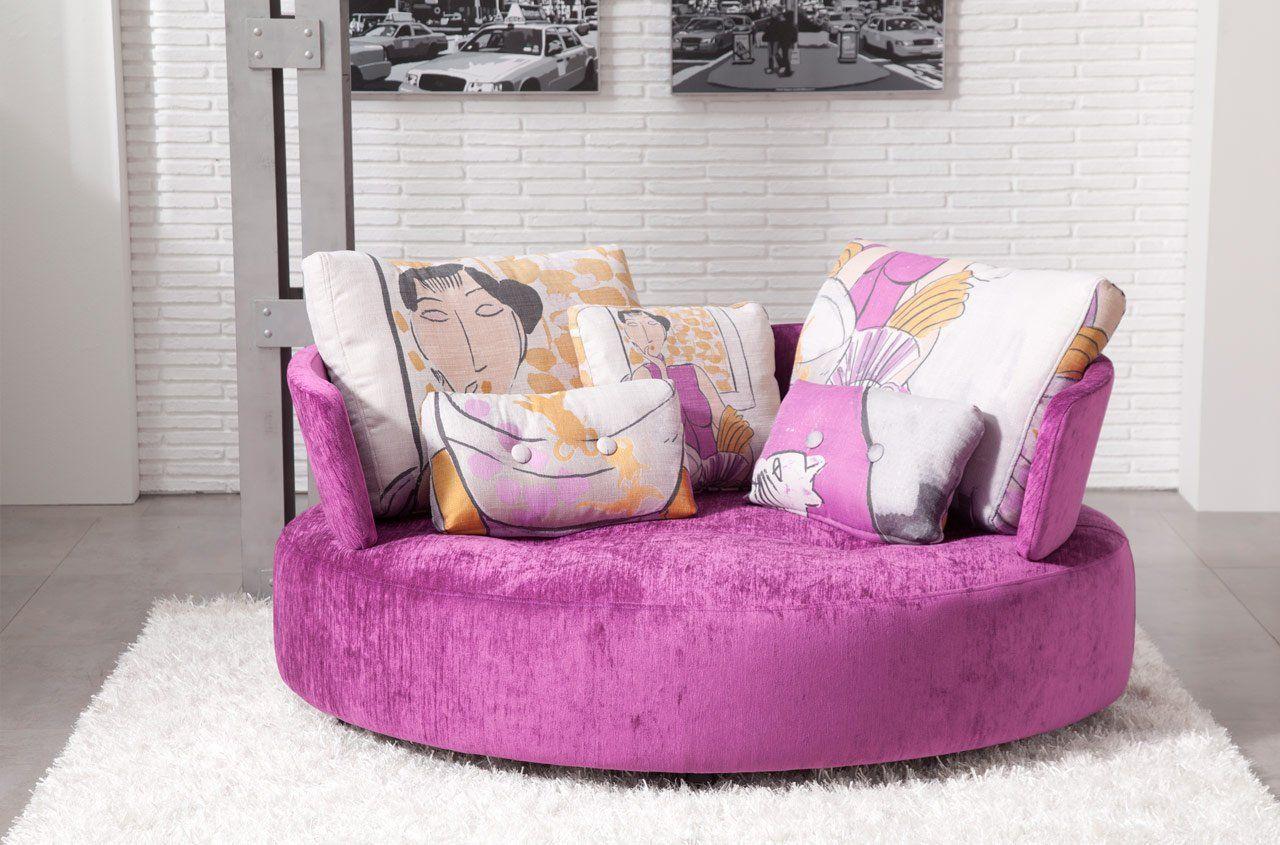 

    
Soflex Mildred Modern Violet Fabric Swivel Sofa Custom Made in Spain SPECIAL ORDER

