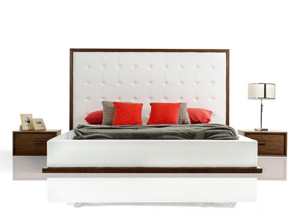 

    
Soflex Modesto Modern Walnut Frame White Leatherette Queen Platform Bed
