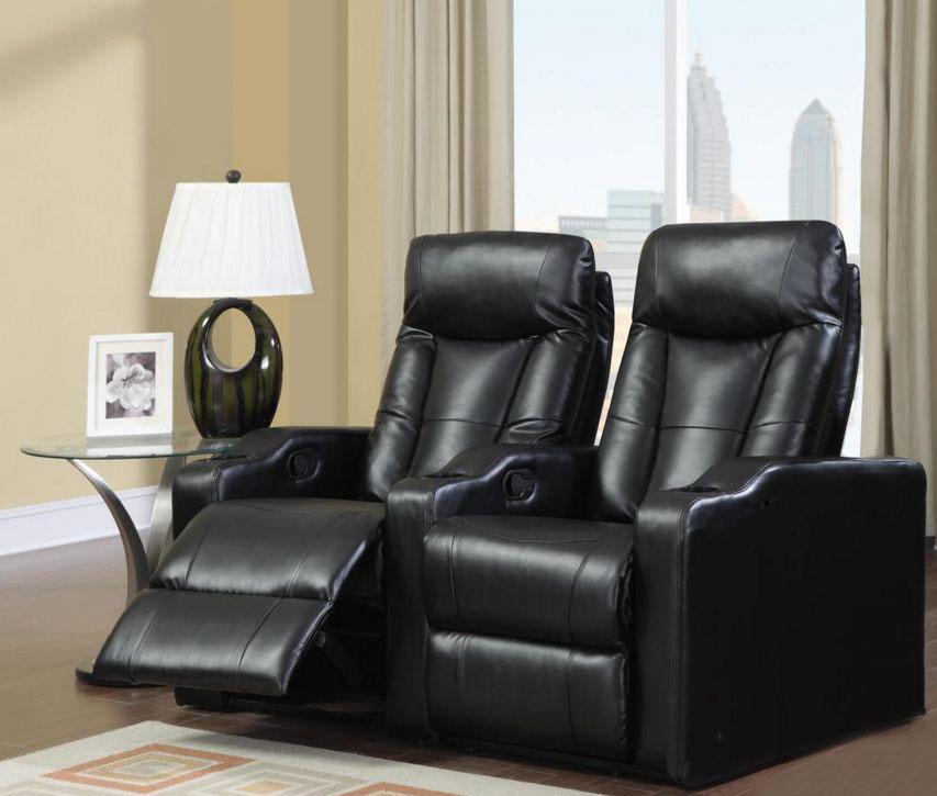 

    
Soflex Noor Black Bonded Leather Reclining Home Theater Seating Row of 2 Seats
