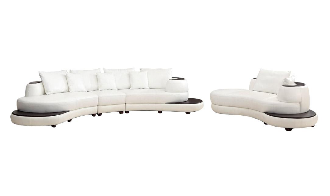 

    
Rounded White Bonded Leather Sectional Sofa Set 2Pcs Soflex Omaha Contemporary
