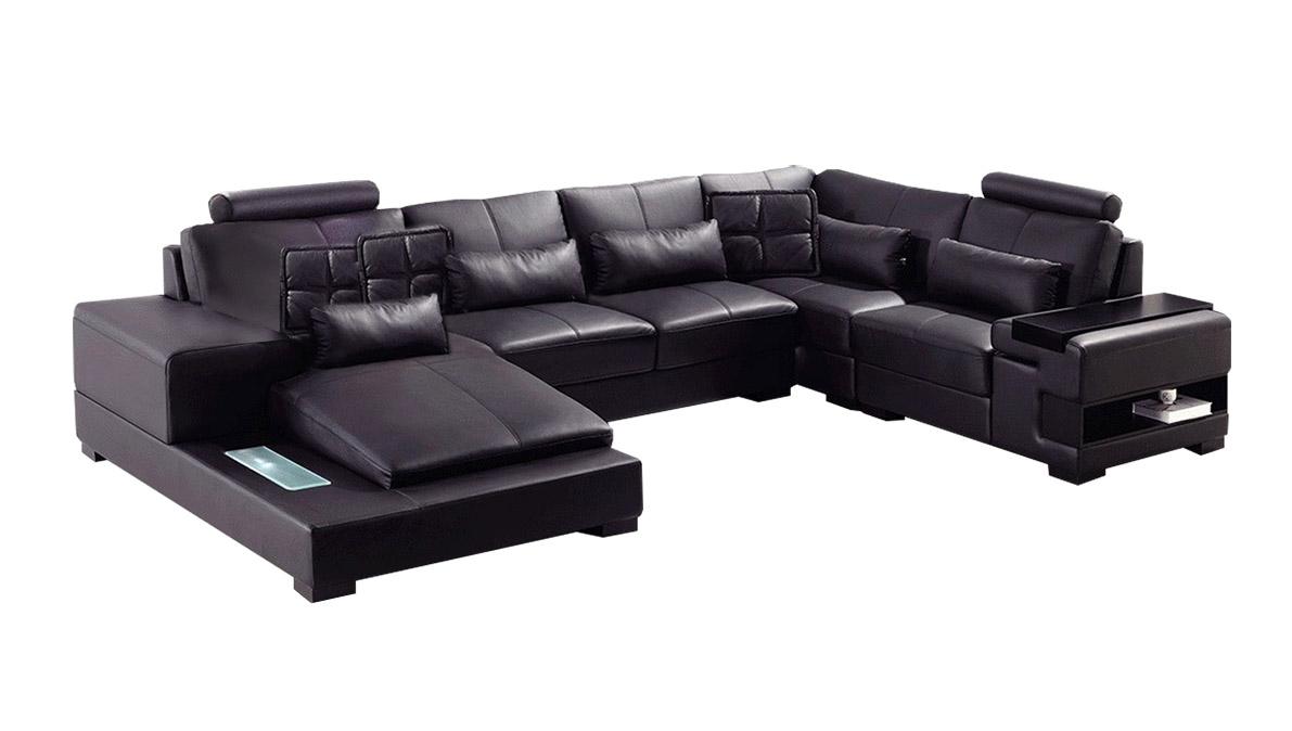 Contemporary Sectional Sofa Philadelphia Soflex -Philadelphia-Sectional-LHC in Black Bonded Leather
