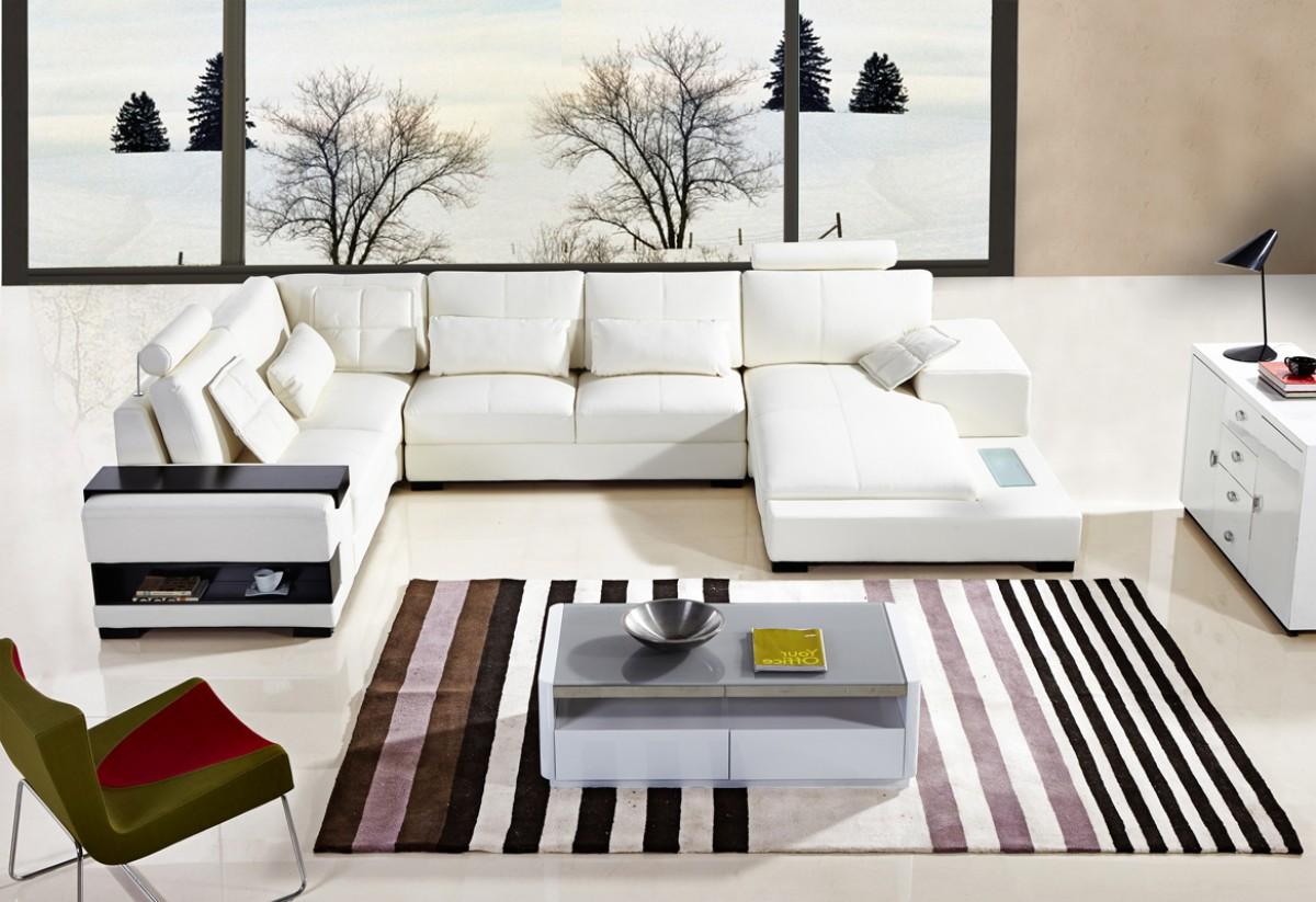 Contemporary Sectional Sofa Philadelphia Soflex-Philadelphia-Sectional-RHC in White Bonded Leather