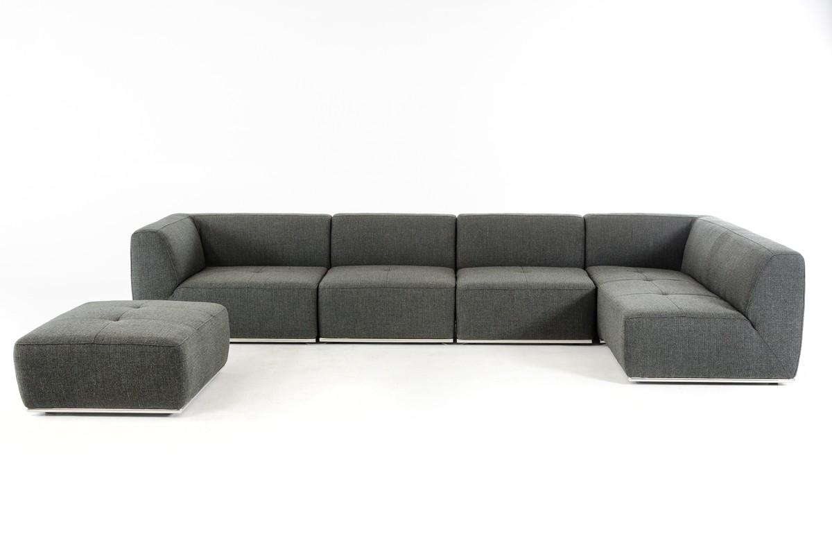 

    
Ultra Modern Modular Grey Fabric Sectional Sofa Set 5 Right Soflex San Antonio
