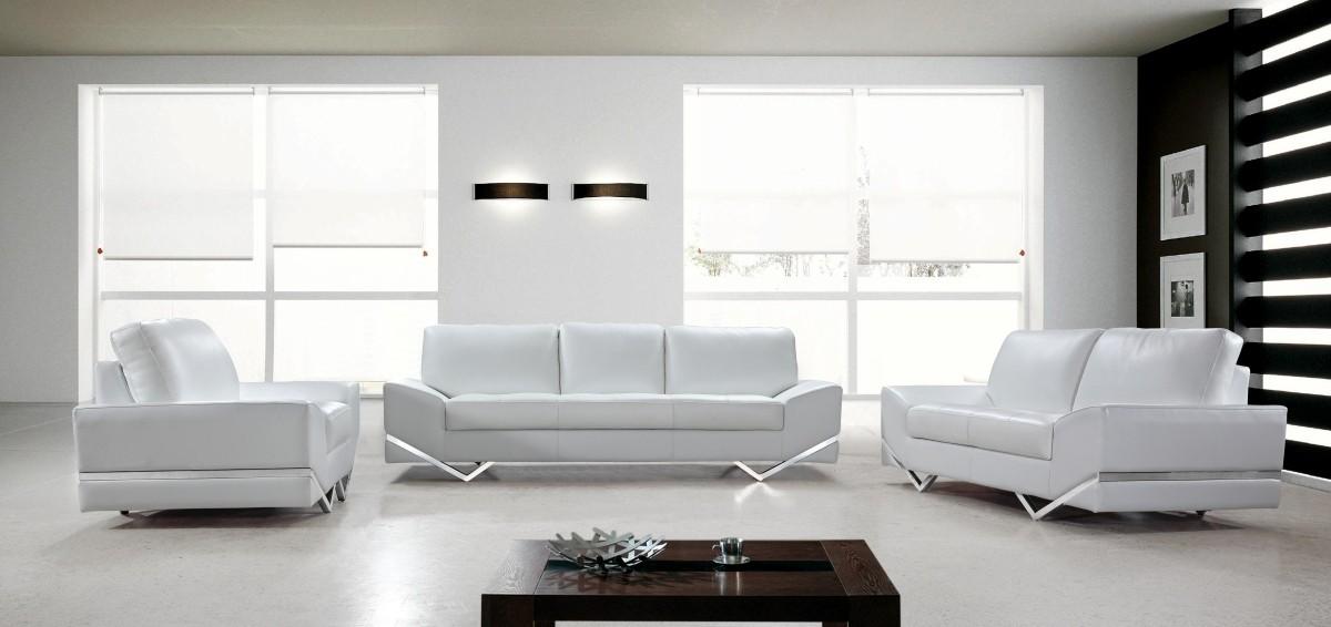 Contemporary, Modern Sofa Set San Francisco Soflex-San Francisco-Sofa-Set-3 in White Eco-Leather