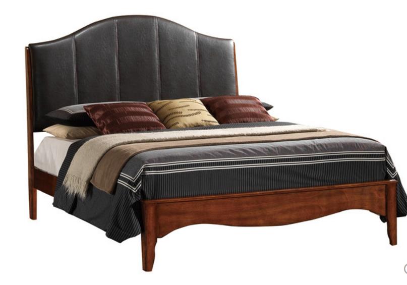 

    
Soflex Sharon Cherry Finish Black Leather Queen Bed Traditional Classic
