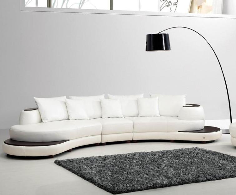 

    
Rounded Bonded Leather Sectional Sofa W/Wood Trim Soflex Tampa Ultra Modern
