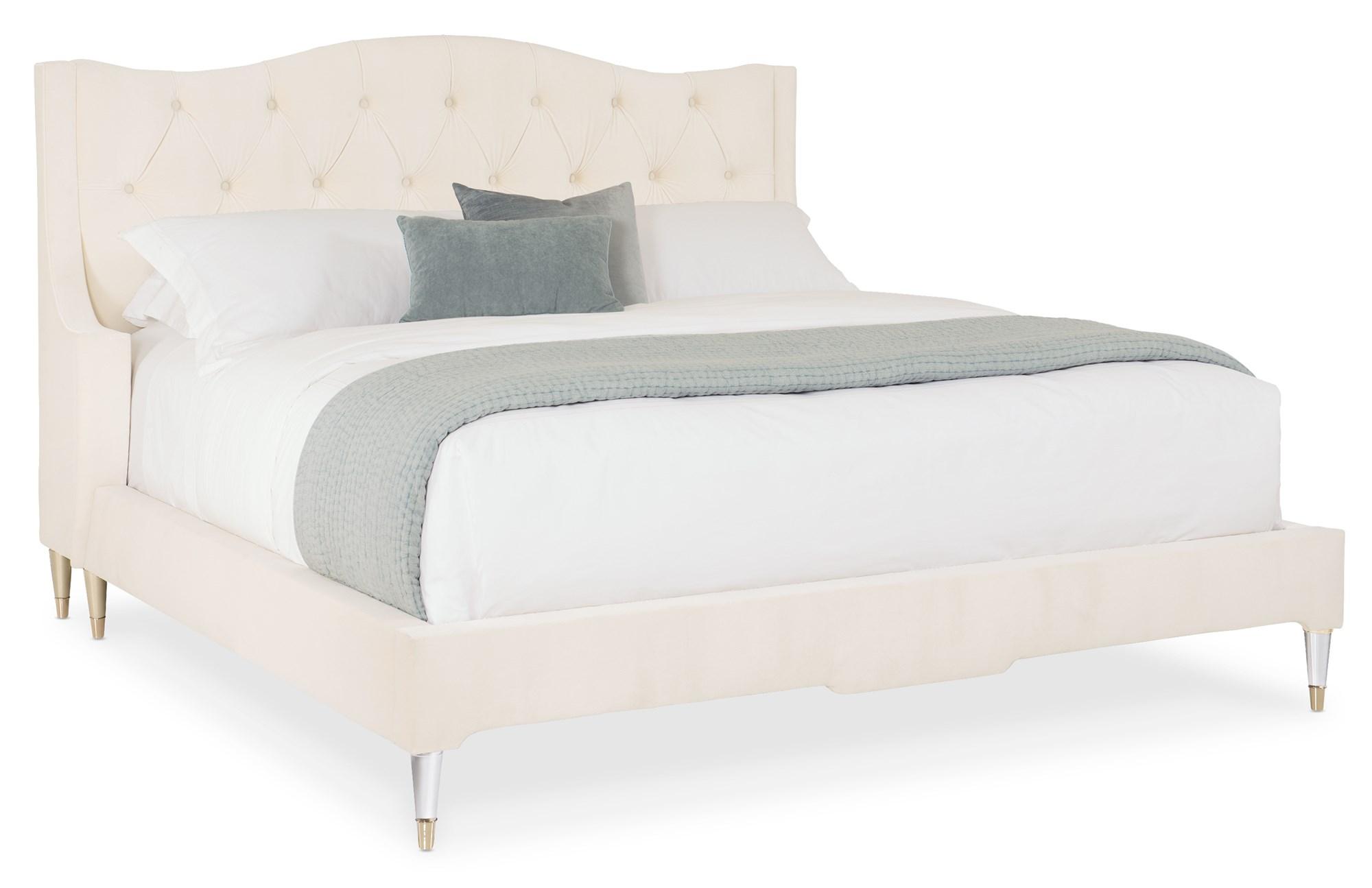 

    
Soft Cream Velvet Fabric Classic King Bed MRS. SANDMAN by Caracole
