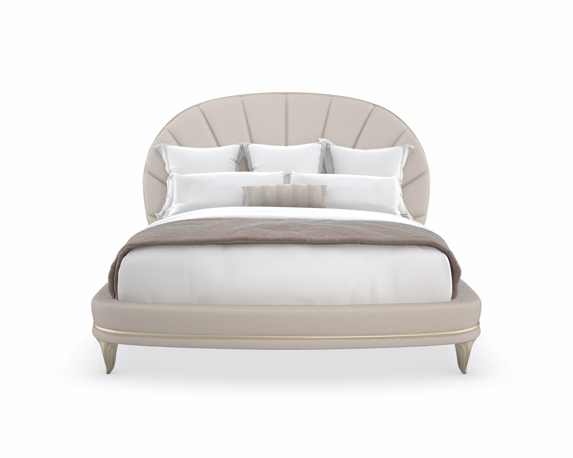 

    
Soft Radiance Micro-chenille Fabric Tufted QUEEN Bed LILLIAN by Caracole
