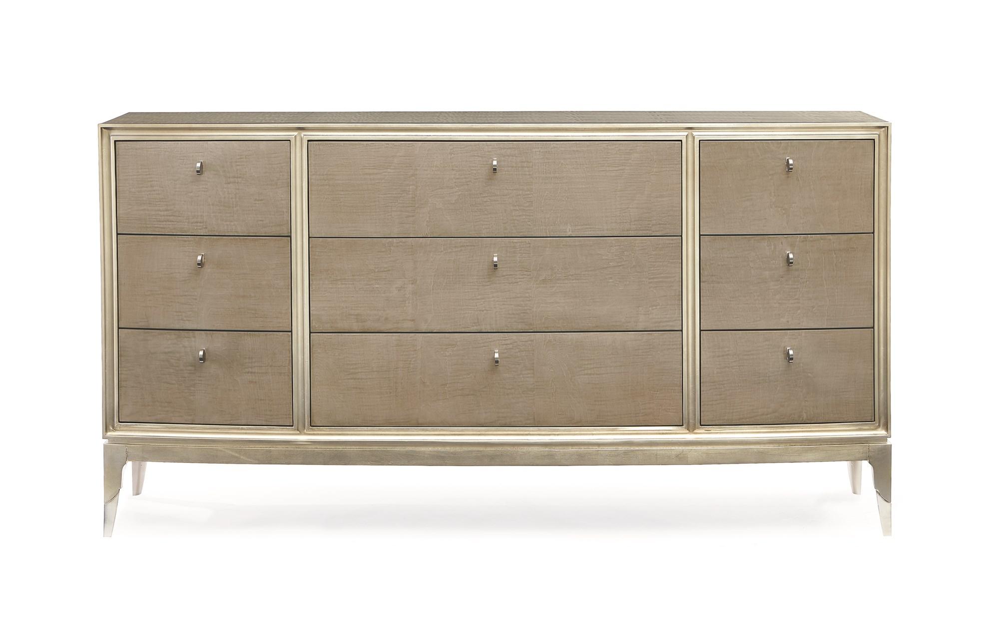 

    
Soft Silver Leaf & Moonlit Sand Finish Dresser MADE TO SHINE by Caracole
