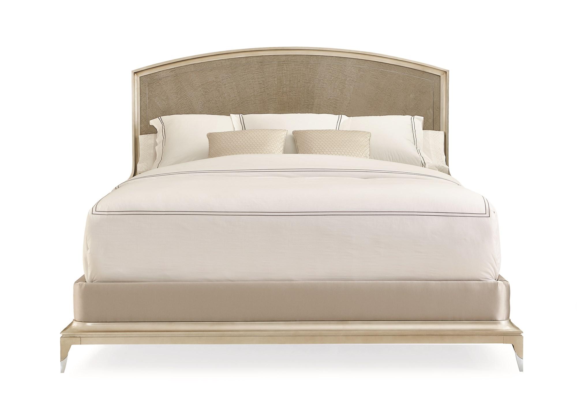 

    
Soft Silver Leaf & Moonlit Sand Finish Queen Bed RISE TO THE OCCASION by Caracole
