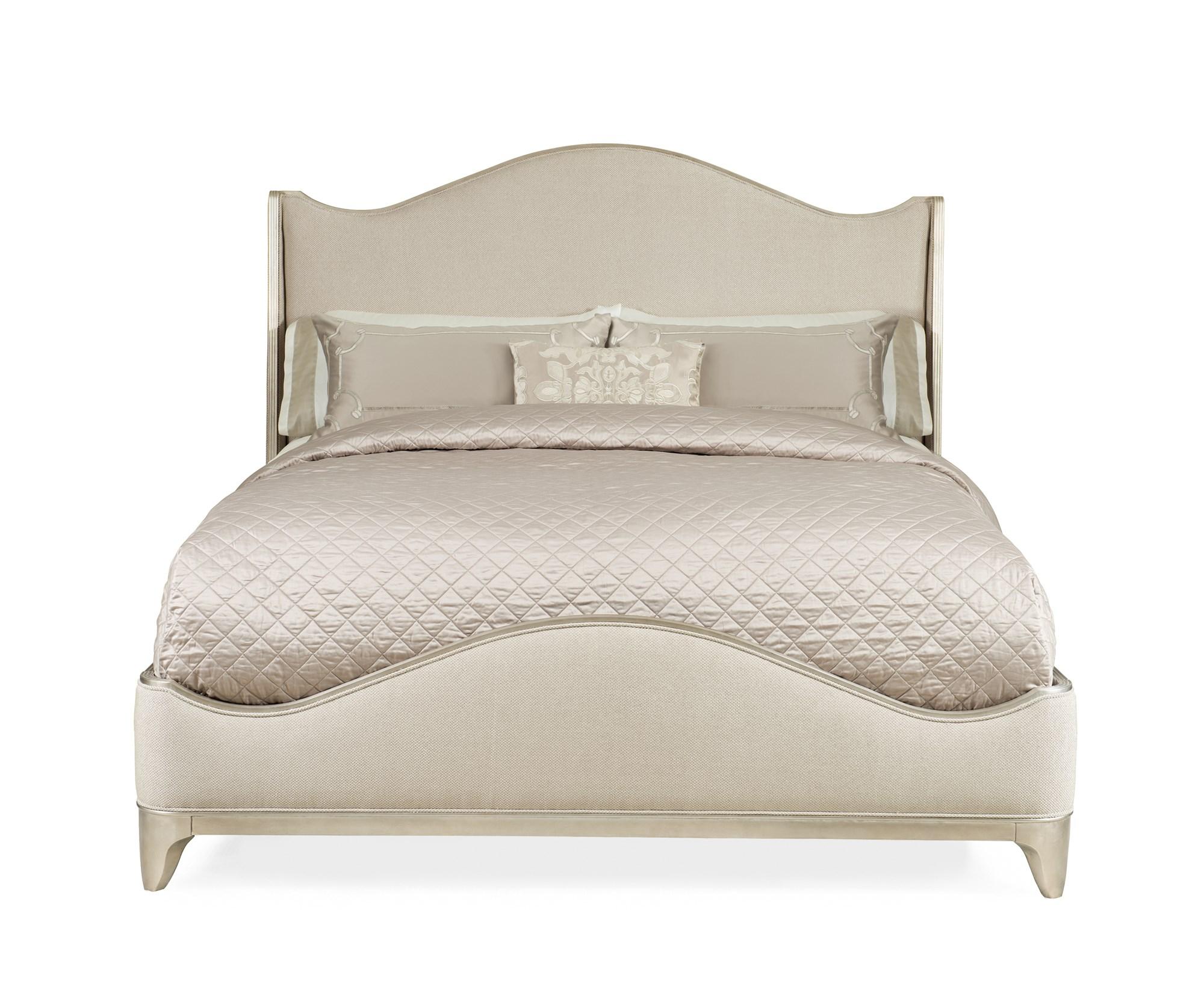 

    
Caracole AVONDALE KING UPHOLSTERED BED / AVONDALE NIGHTSTAND Sleigh Bedroom Set Cream/Silver C023-417-121-Set-3
