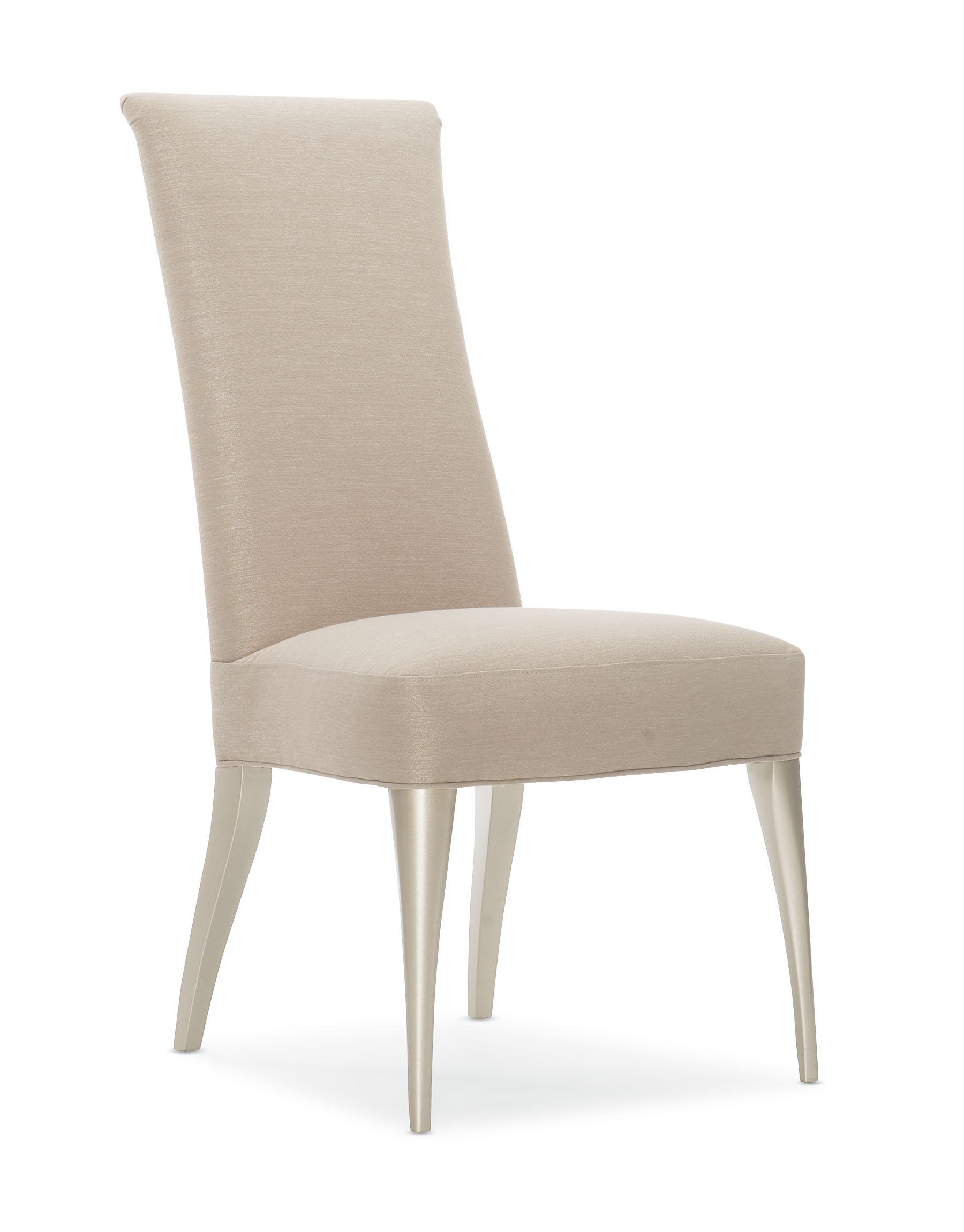 Contemporary Dining Chair Set SOCIALLY ACCEPTABLE CLA-420-292-Set-2 in Silver Fabric