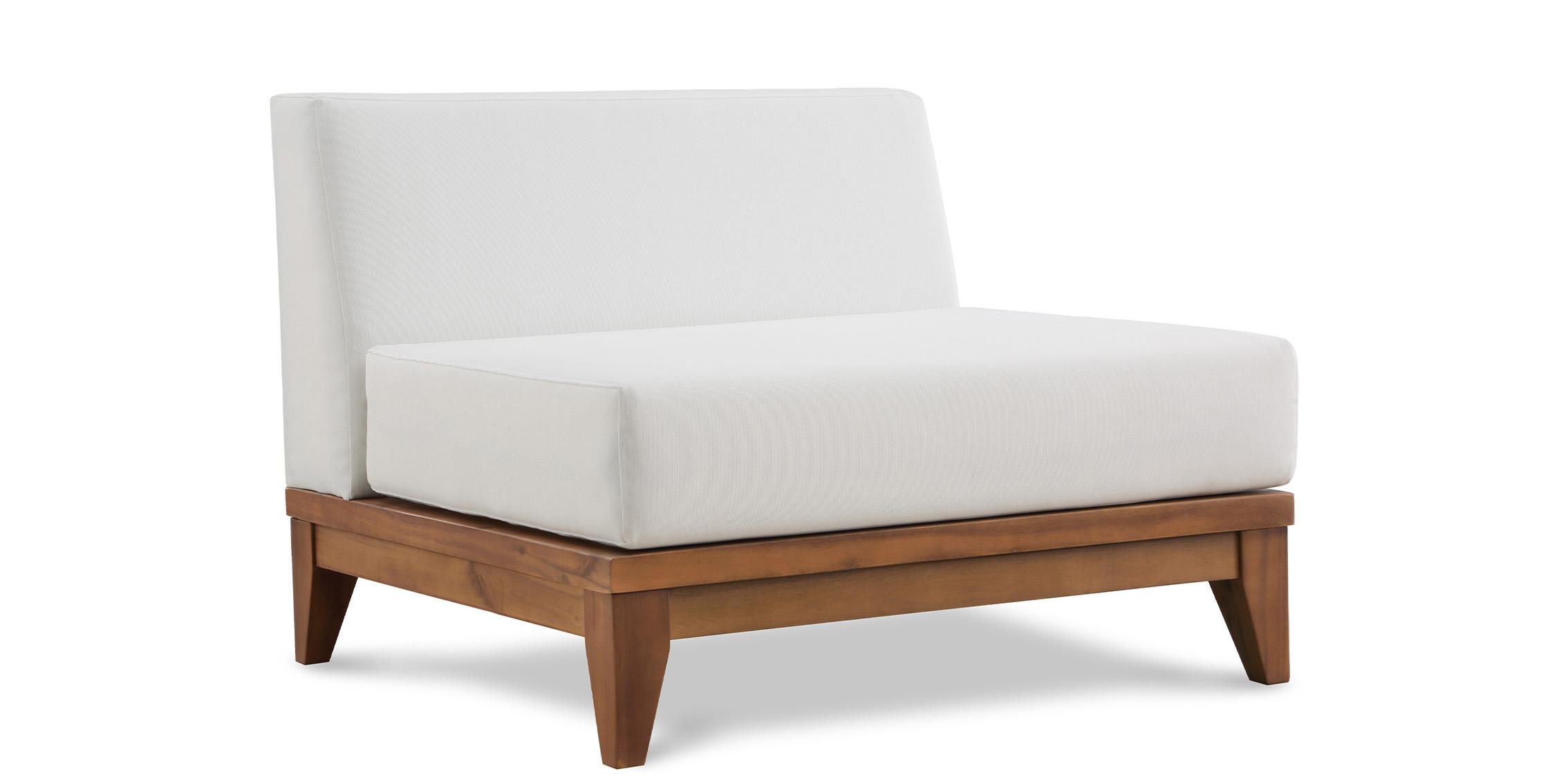 Contemporary Modular Armless Chair RIO 389White-Armless 389White-Armless in Off-White, Brown Fabric