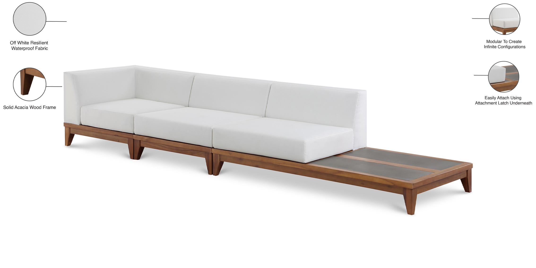 

    
Meridian Furniture RIO 389White-S128 Patio Moular Sofa Off-White/Brown 389White-S128
