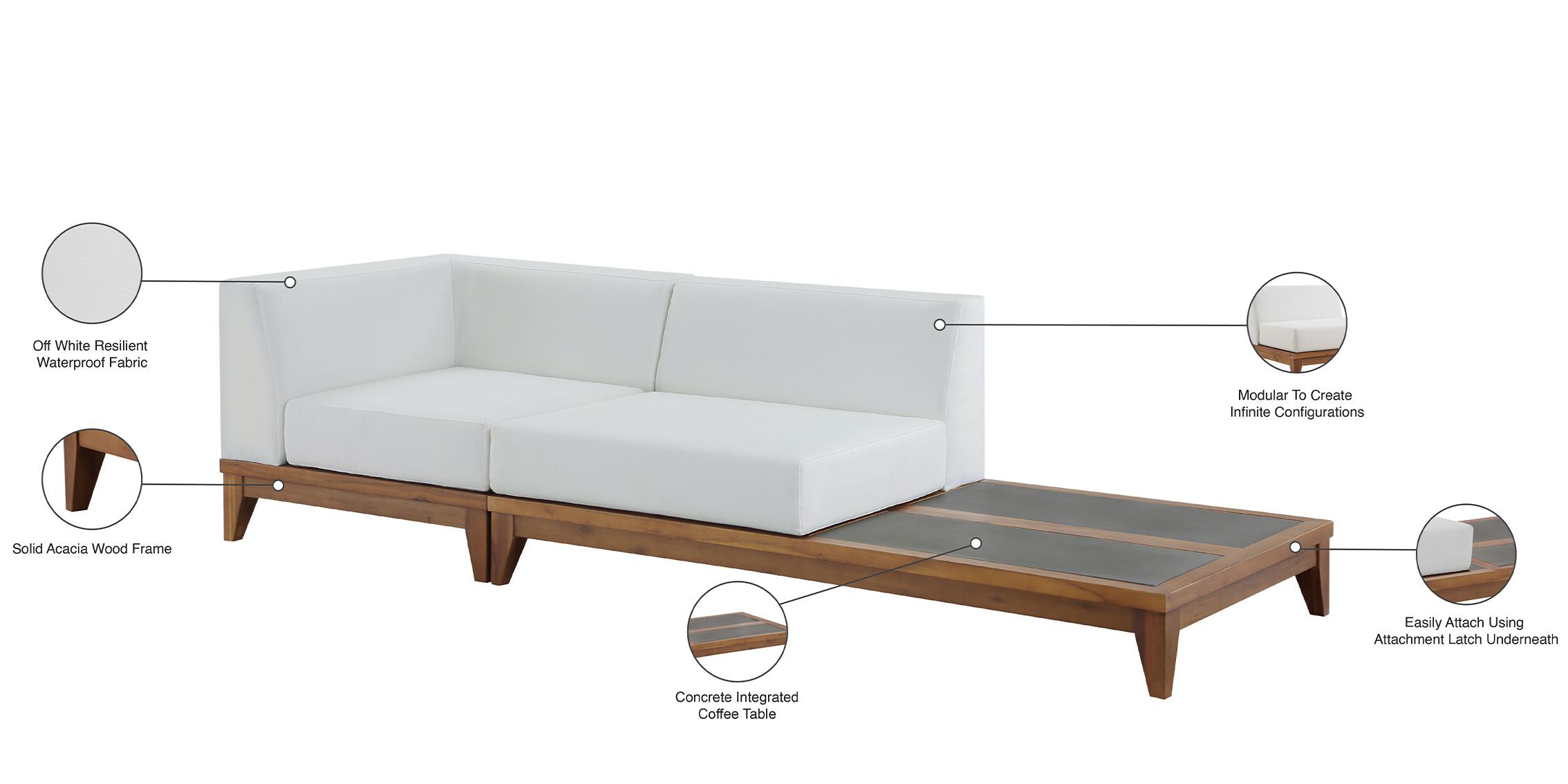 

    
Meridian Furniture RIO 389White-S94 Patio Moular Sofa Off-White/Brown 389White-S94
