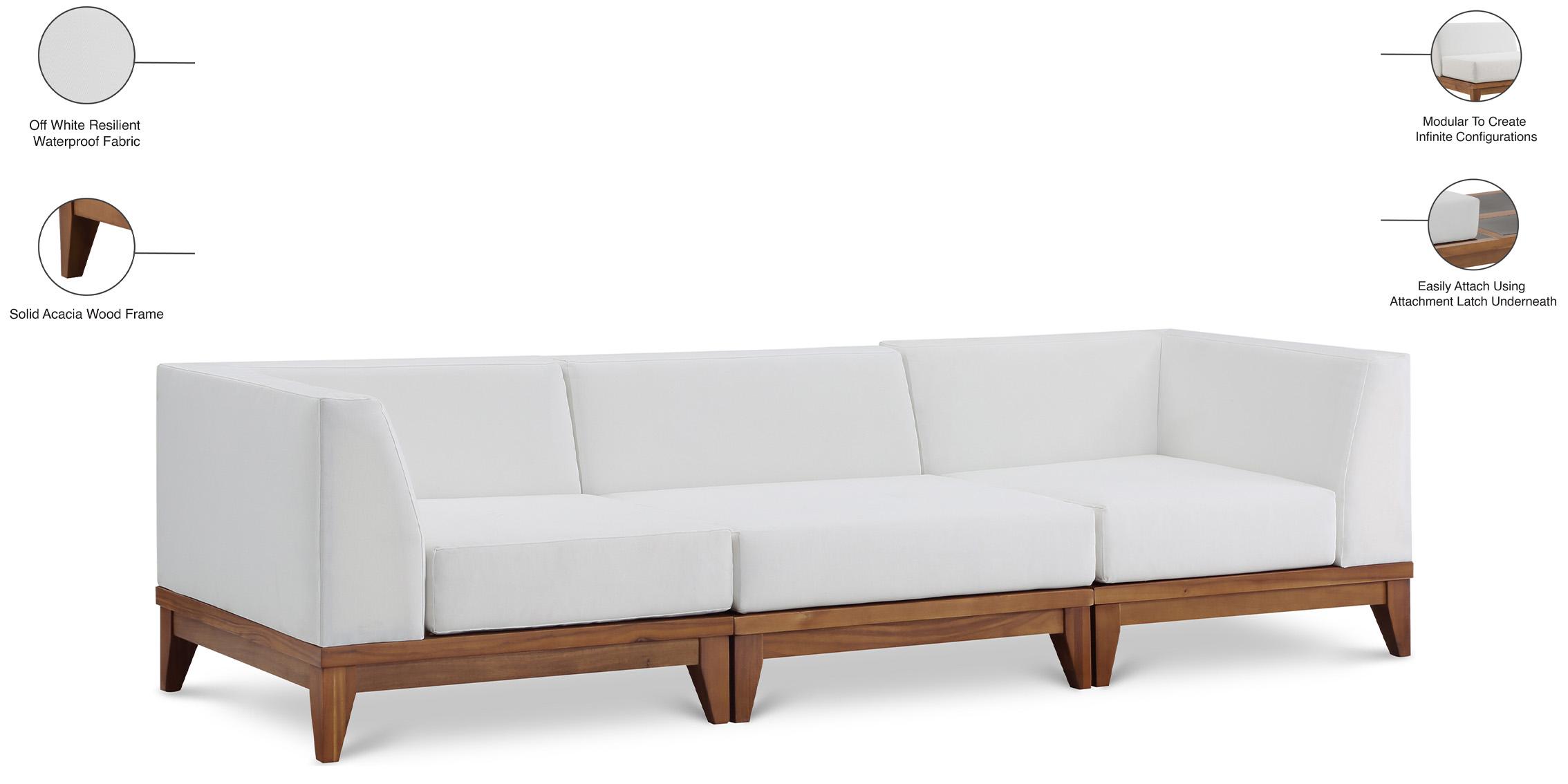 

        
Meridian Furniture RIO 389White-S96 Patio Moular Sofa Off-White/Brown Fabric 094308257556
