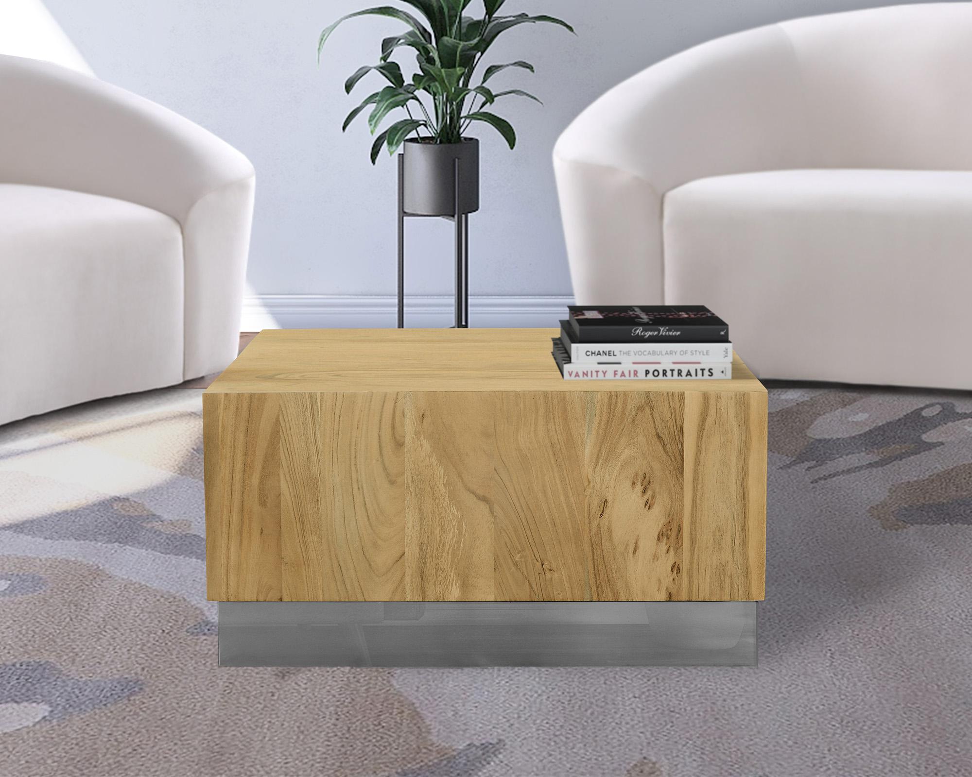 

    
Solid Acacia Wood & Chrome Coffee Table ACACIA 233-CT Meridian Modern

