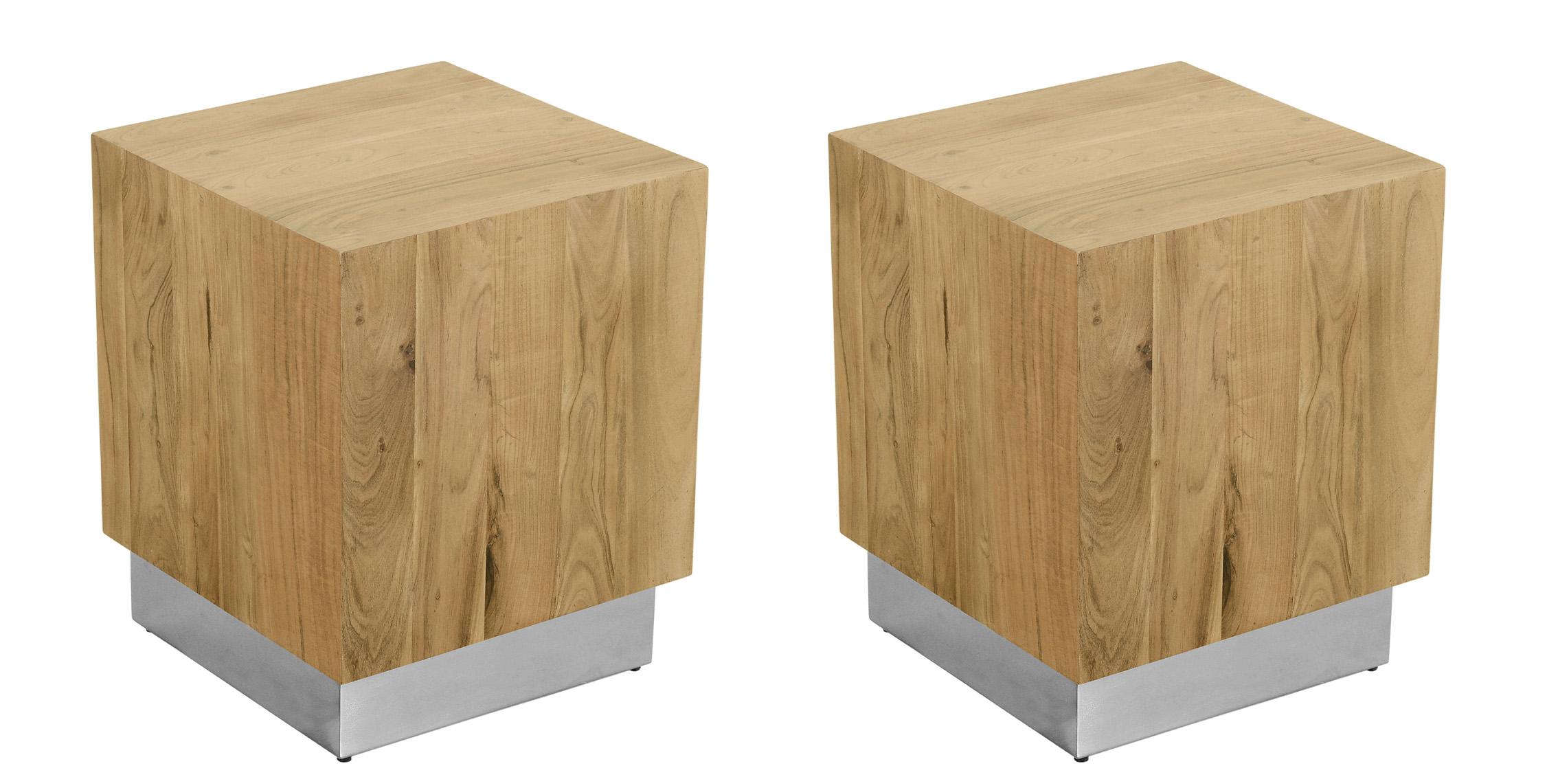 

    
Solid Acacia Wood & Chrome End Table Set 2 Pcs ACACIA 233-ET Meridian Modern
