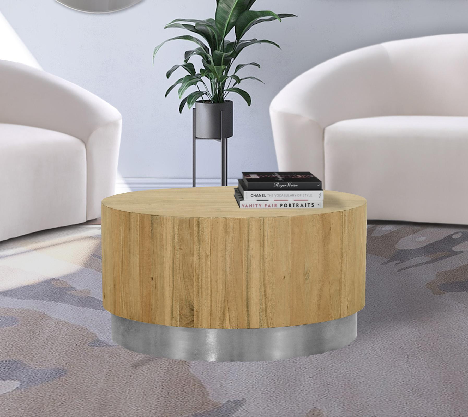 

    
Solid Acacia Wood & Chrome Round Coffee Table ACACIA 247-CT Meridian Modern
