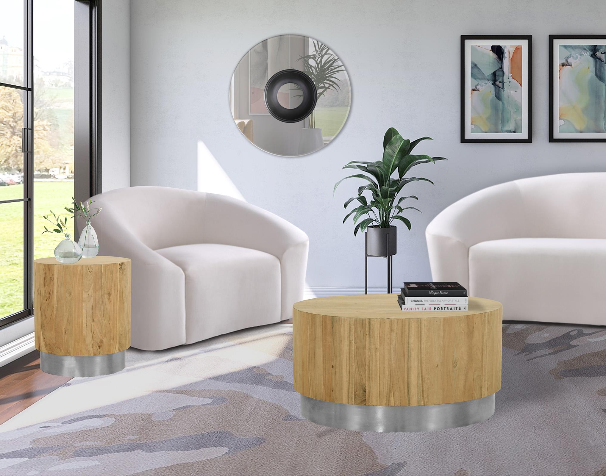 

    
Solid Acacia Wood & Chrome Round Coffee Table Set 2 ACACIA 247 Meridian Modern
