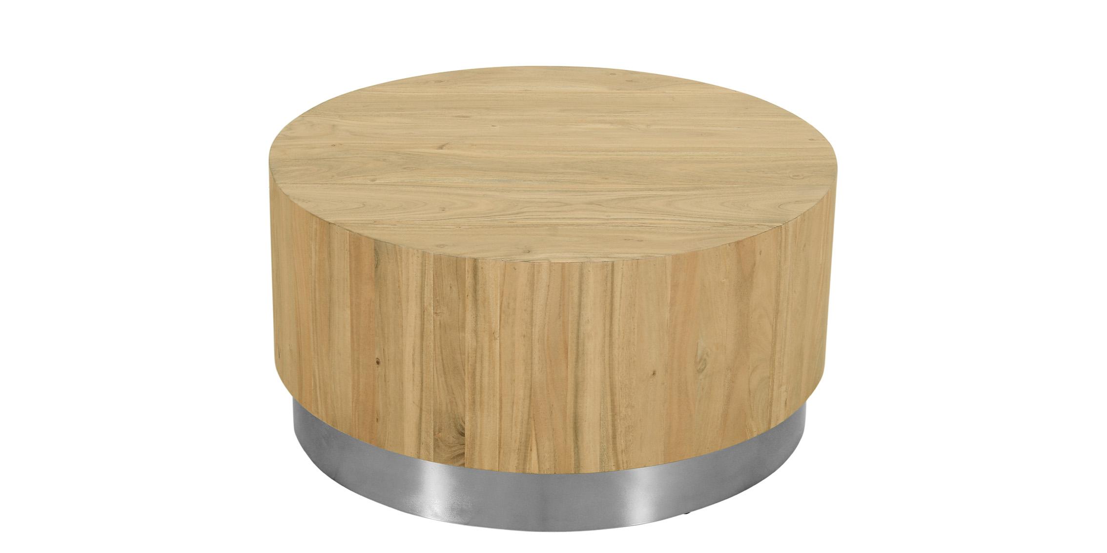 

    
 Order  Solid Acacia Wood & Chrome Round Coffee Table Set 2 ACACIA 247 Meridian Modern
