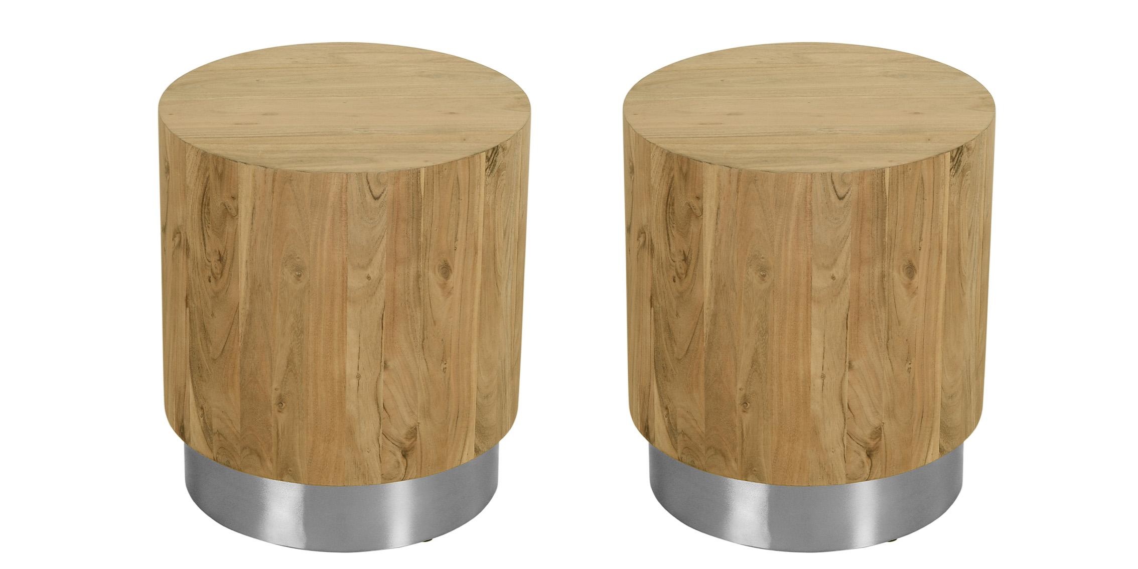 Contemporary, Modern End Table Set ACACIA 247-ET-Set 247-ET-Set-2 in Wood, Chrome 