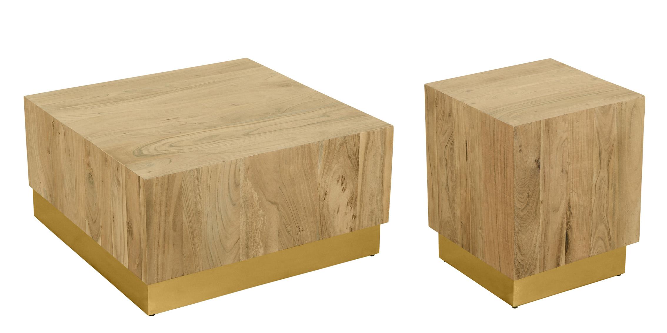 Contemporary, Modern Coffee Table Set ACACIA 232-CT Set 232-CT-Set-2 in Wood, Gold 